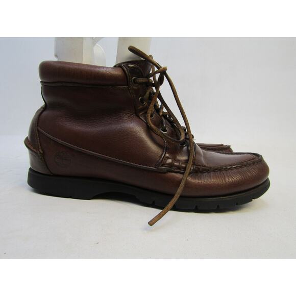 Timberland Womens Size 7 M Brown Leather Lace Up Moc Toe Ankle Boots Bootie - Picture 1 of 12